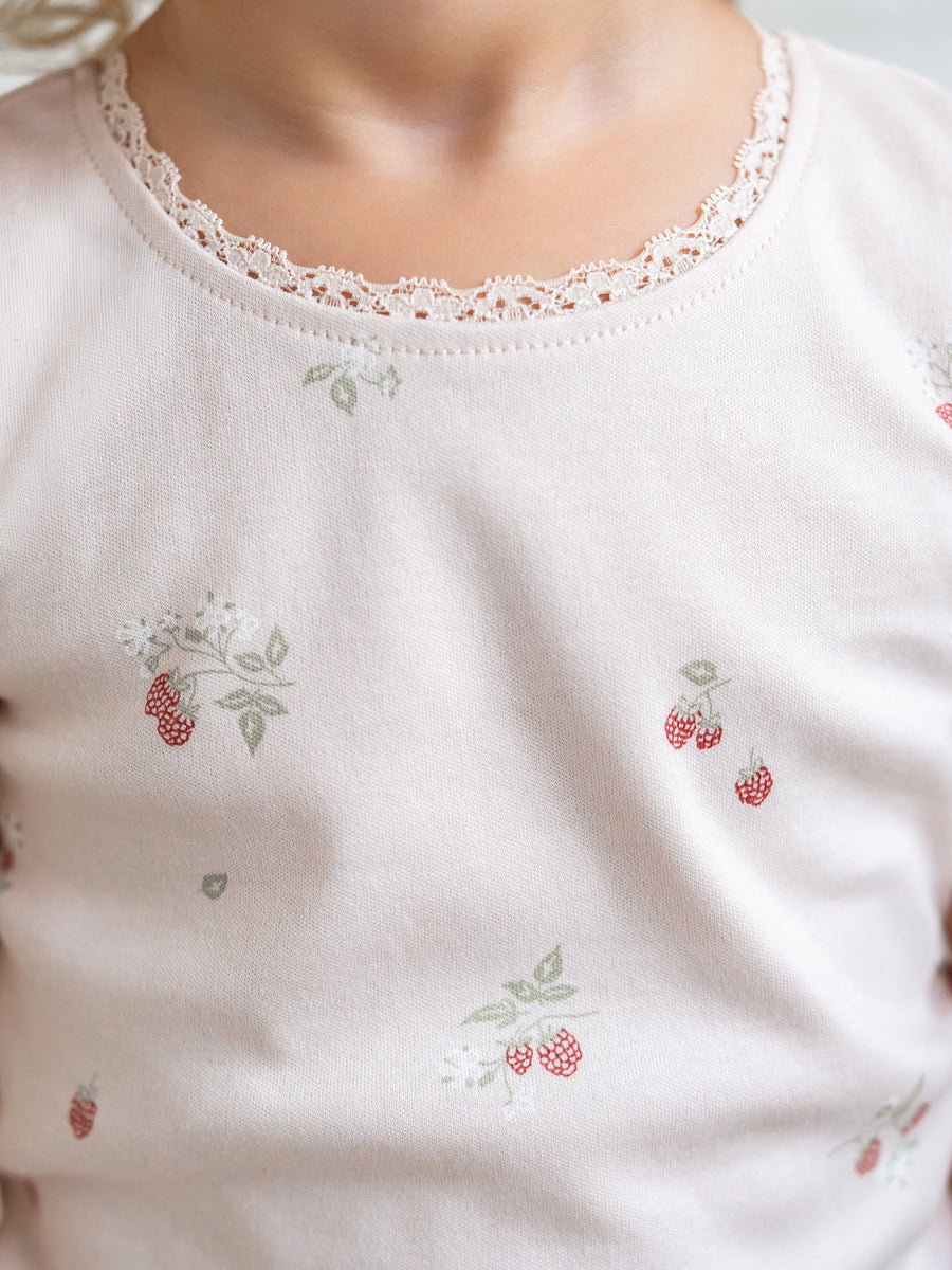 Selene Lace Tank - Raspberries / Shell + Mint Baby-Kids : Tops : Tees : Short Sleeves Kendi PRE ORDER Selene Lace Tank Organic | Colored Organics®