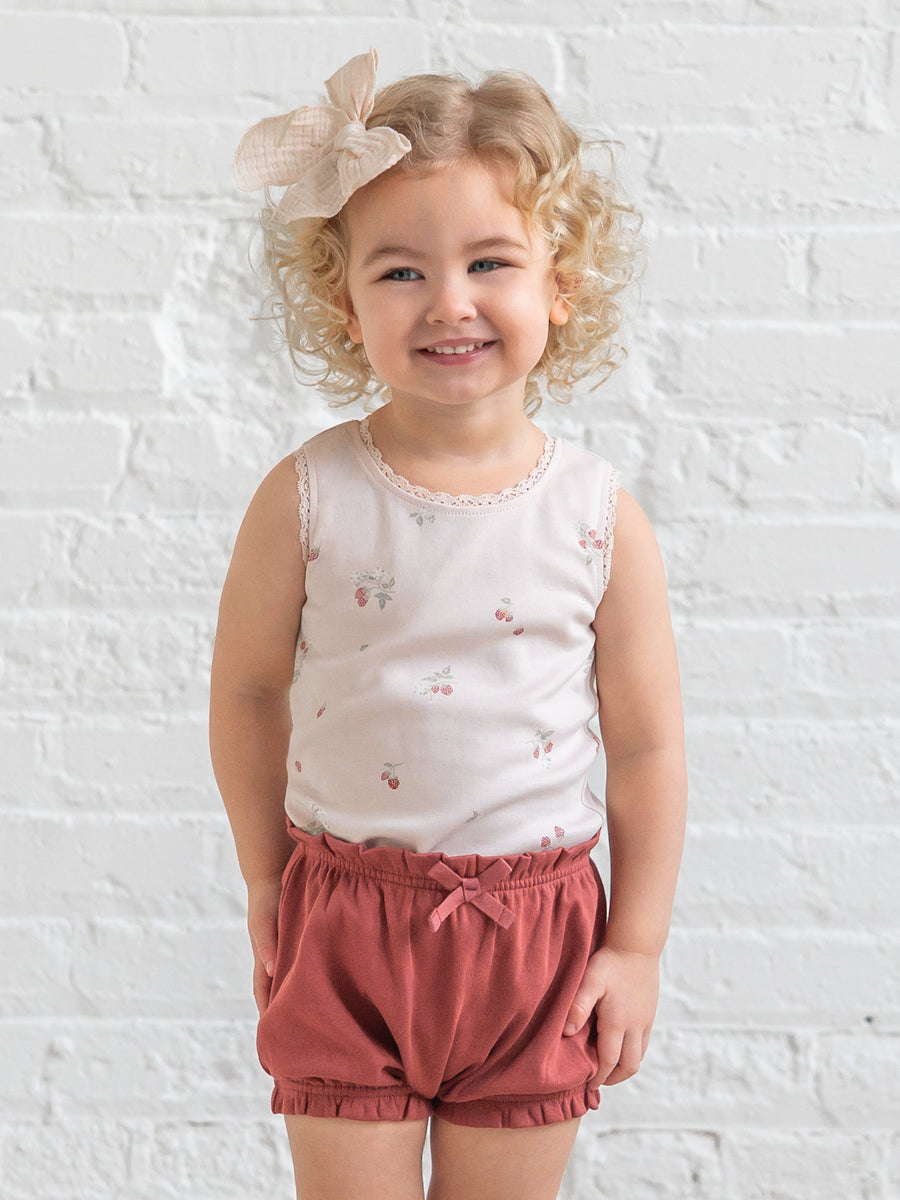 Selene Lace Tank - Raspberries / Shell + Mint Baby-Kids : Tops : Tees : Short Sleeves Kendi PRE ORDER Selene Lace Tank Organic | Colored Organics®
