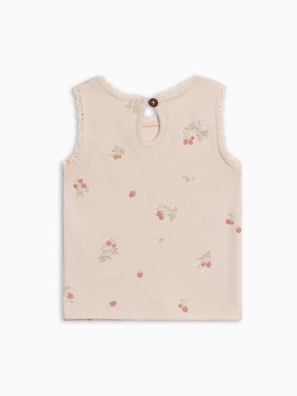 Selene Lace Tank - Raspberries / Shell + Mint Baby-Kids : Tops : Tees : Short Sleeves Kendi PRE ORDER Selene Lace Tank Organic | Colored Organics®