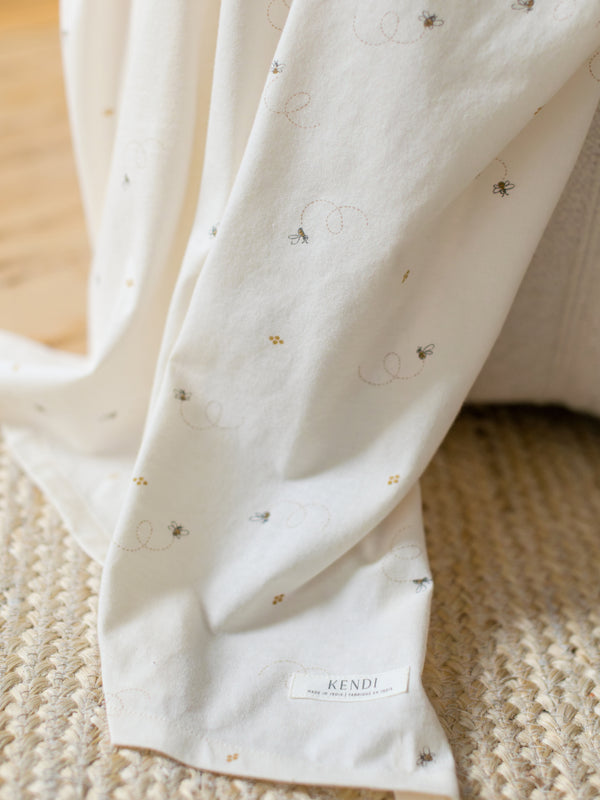 Swaddle Blanket | Bee / Pewter KENDI by Colored Organics Swaddle Blanket | Bee / Pewter | Colored Organics®