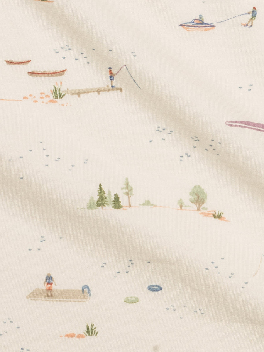 Swaddle Blanket - Lake / Barn + Mint Baby : Accessories : Swaddle Blankets : Nursery : Bedding : Blankets Kendi PRE ORDER Swaddle Blanket - Lake / Barn | Colored Organics®