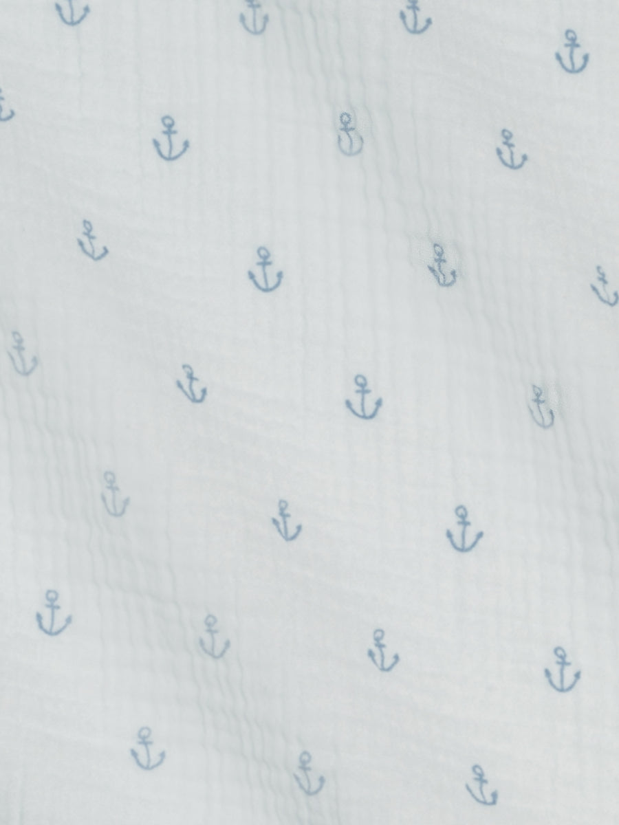Muslin Swaddle Blanket - Anchor / Powder + Sea Baby : Accessories : Swaddle Blankets : Nursery : Blankets KENDI by Colored Organics Muslin Swaddle Blanket - Anchor / | Colored Organics®