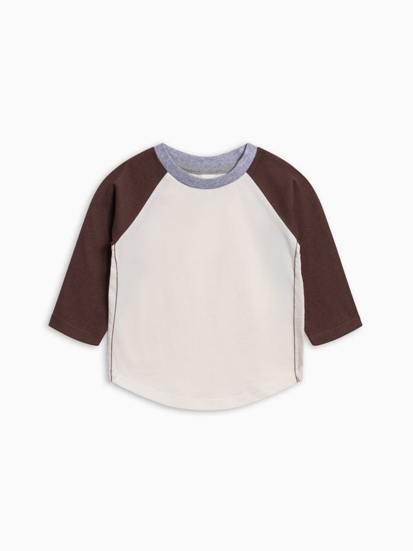 Louie Baseball Tee - Ivory/Chestnut Baby-Kids : Tops : Tees : Long Sleeves KENDI by Colored Organics Louie Baseball Tee for Babies and Kids | Colored Organics®