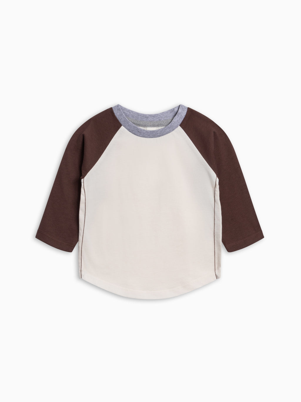 Louie Baseball Tee - Ivory/Chestnut Baby-Kids : Tops : Tees : Long Sleeves KENDI by Colored Organics Louie Baseball Tee for Babies and Kids | Colored Organics®