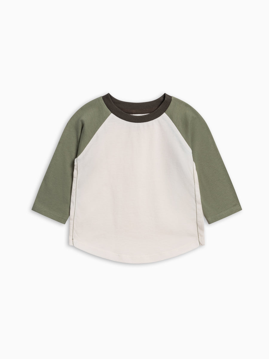 Louie Baseball Tee - Ivory/Fern Baby-Kids : Tops : Tees : Long Sleeves KENDI by Colored Organics Louie Baseball Tee for Babies and Kids | Colored Organics®