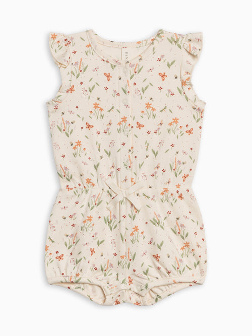 Amelia Romper - Butterfly / Fog + Mint Sale : Baby : One Pieces : Rompers : Short Sleeves Kendi Amelia Romper - Butterfly / Fog + Mint | Colored Organics®
