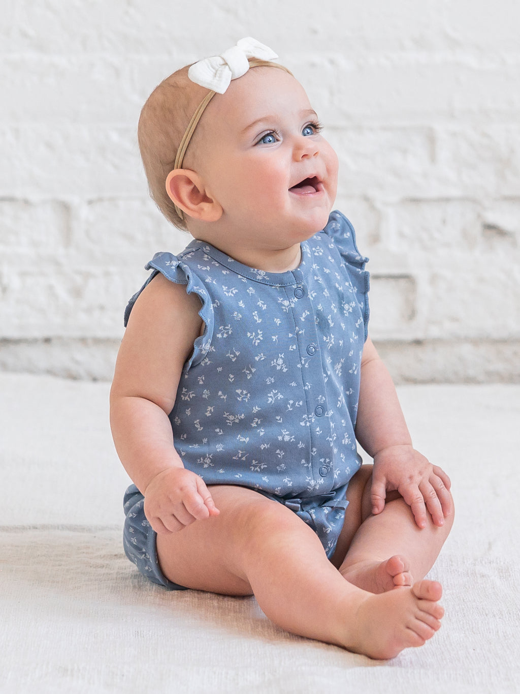 Amelia Romper - Isla Floral / Sea + Ivory Sale : Baby : One Pieces : Rompers : Tanks KENDI by Colored Organics Amelia Romper - Isla Floral / Sea + | Colored Organics®