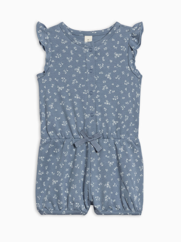 Amelia Romper - Isla Floral / Sea + Ivory Baby : One Pieces : Rompers : Short Sleeves KENDI by Colored Organics Amelia Romper - Isla Floral / Sea + | Colored Organics®