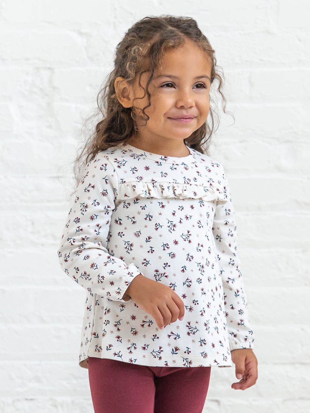 Sorren Ruffle Long Sleeve Top - Cassia Floral
