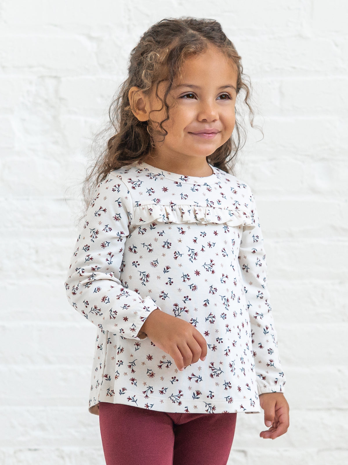 Sorren Ruffle Long Sleeve Top - Cassia Floral