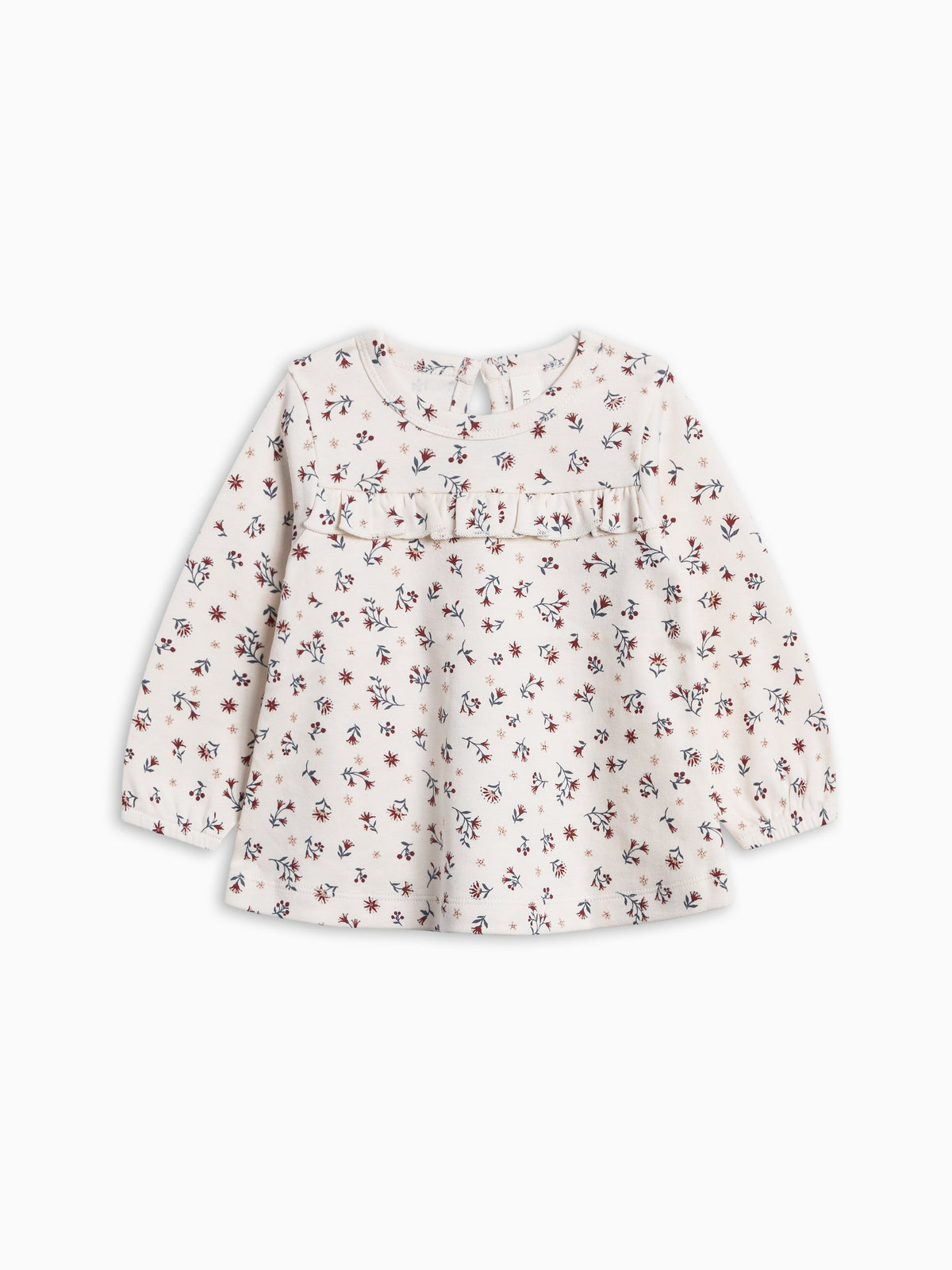 PRE ORDER Sorren Ruffle Long Sleeve Top - Cassia Floral Baby-Kids : Tops : Shirts : Long Sleeves KENDI by Colored Organics Sorren Ruffle Long Sleeve Top for Baby | Colored Organics®