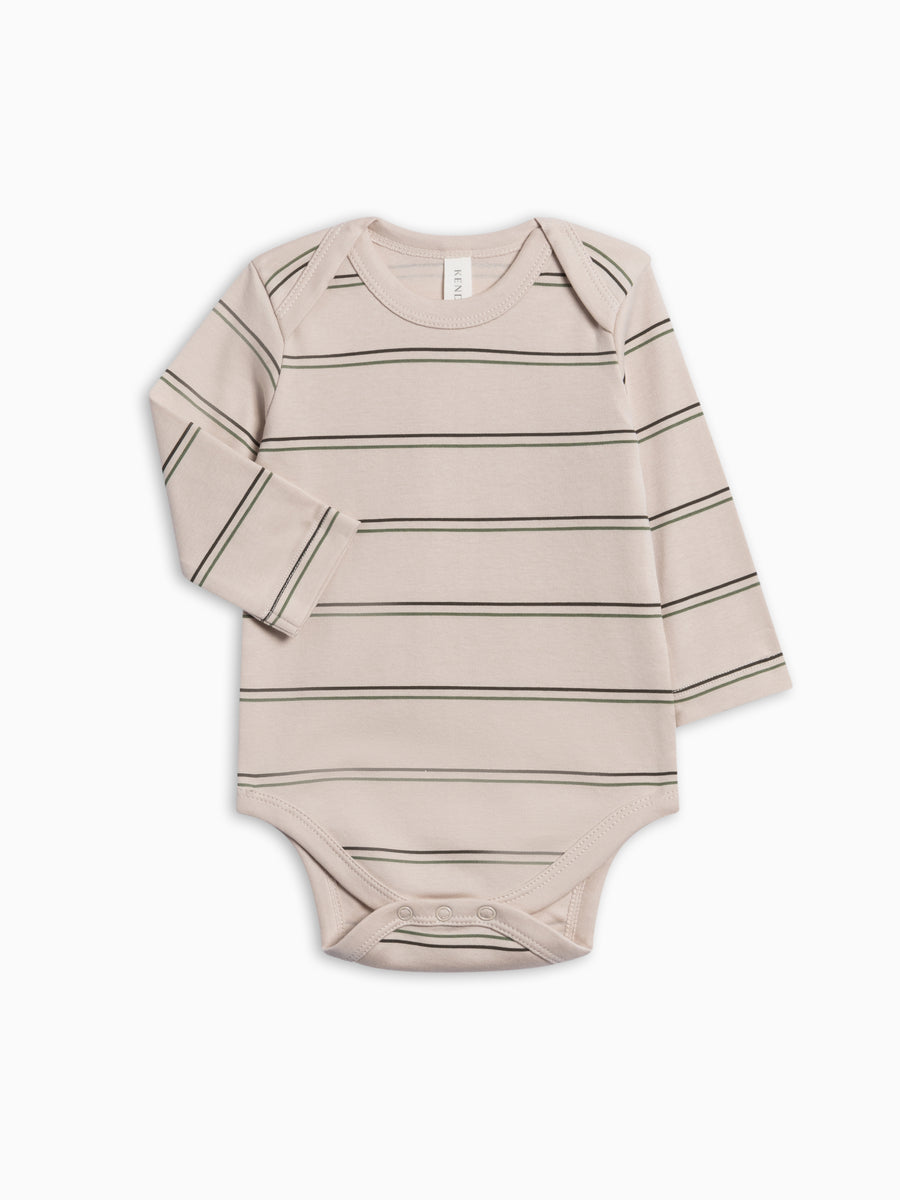 River Bodysuit - Oak Stripe Baby : One Pieces : Bodysuits : Long Sleeves KENDI by Colored Organics River Bodysuit for Babies | Colored Organics®
