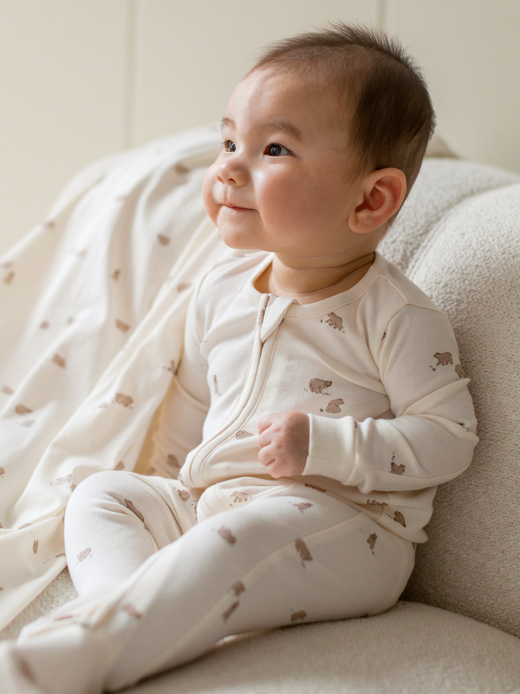 Peyton Zipper Sleeper | Bear / Truffle + Thyme  KENDI by Colored Organics Peyton Zipper Sleeper | Bear / Truffle | Colored Organics®