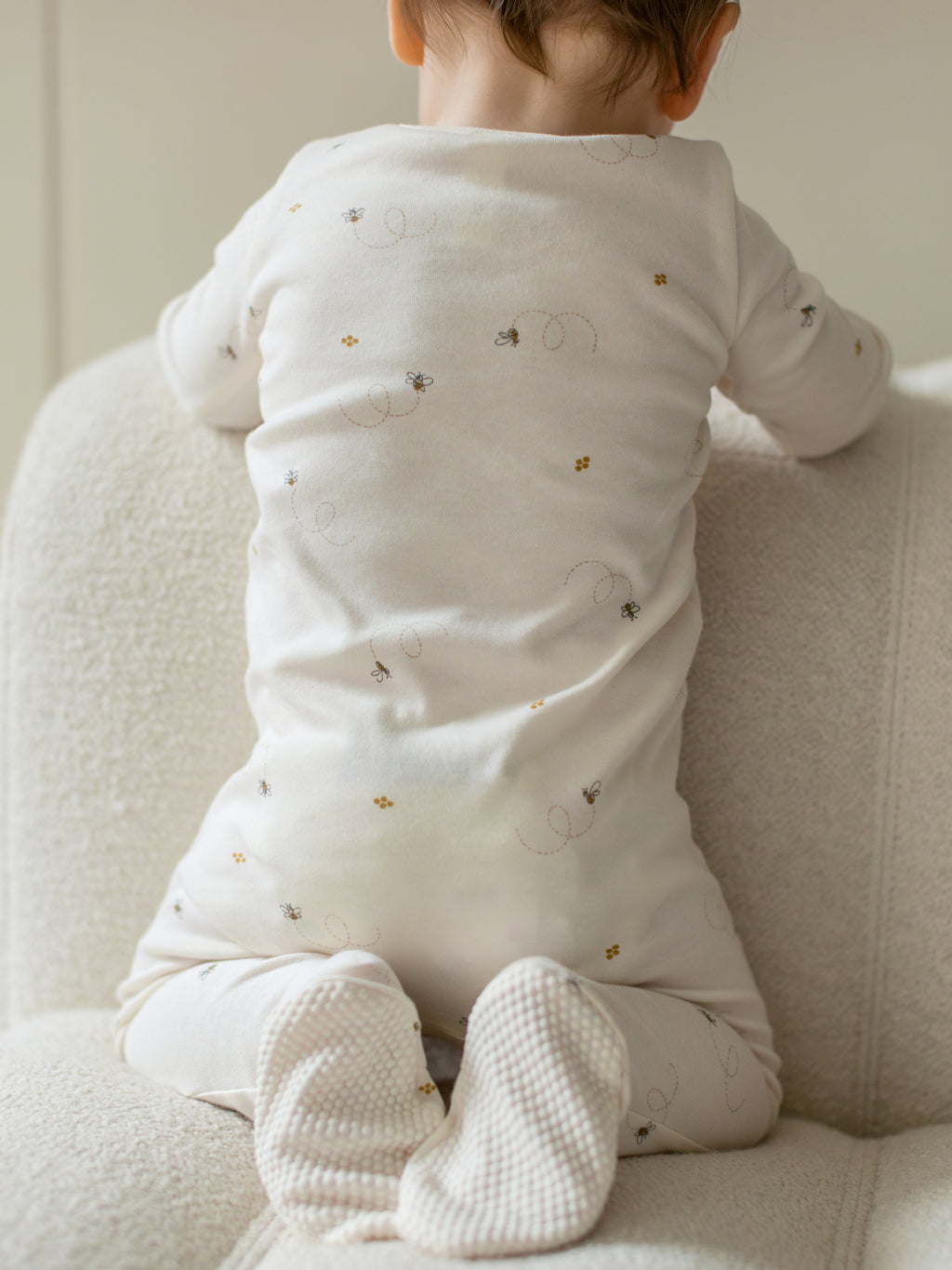 Peyton Zipper Sleeper | Bee / Pewter  KENDI by Colored Organics Peyton Zipper Sleeper | Bee / Pewter | Colored Organics®