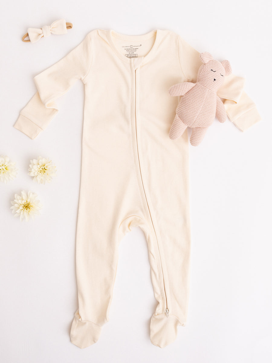 Classic Peyton Zipper Sleeper Baby : One Pieces : Sleepers : Long Sleeves KENDI by Colored Organics Organic Peyton Zipper Footed Sleeper | Colored Organics®
