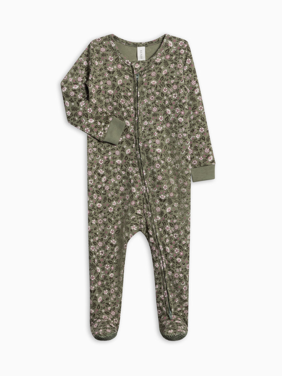 Peyton Zipper Sleeper - Kelsey Floral Baby : One Pieces : Sleepers : Long Sleeves KENDI by Colored Organics Peyton Zipper Sleeper for Baby | Colored Organics®
