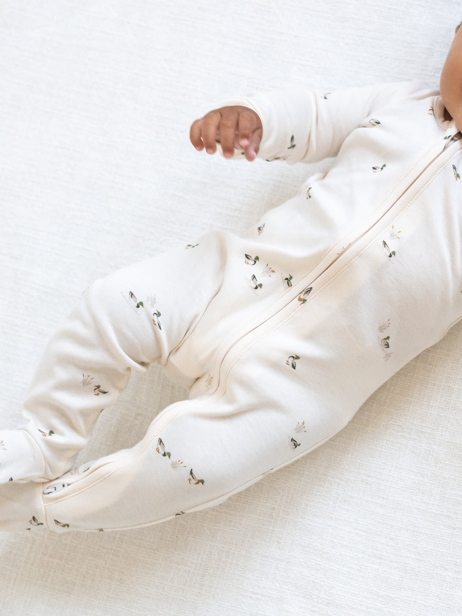 Peyton Zipper Sleeper - Mallard Baby : One Pieces : Sleepers : Long Sleeves KENDI by Colored Organics Peyton Zipper Sleeper for Baby | Colored Organics®