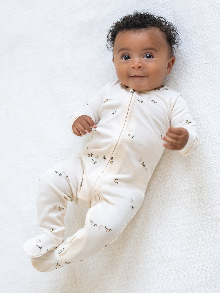 Peyton Zipper Sleeper - Mallard Baby : One Pieces : Sleepers : Long Sleeves KENDI by Colored Organics Peyton Zipper Sleeper for Baby | Colored Organics®