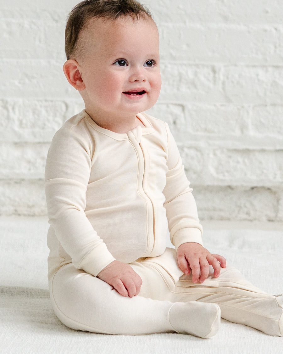 Classic Peyton Zipper Sleeper Baby : One Pieces : Sleepers : Long Sleeves KENDI by Colored Organics Organic Peyton Zipper Footed Sleeper | Colored Organics®