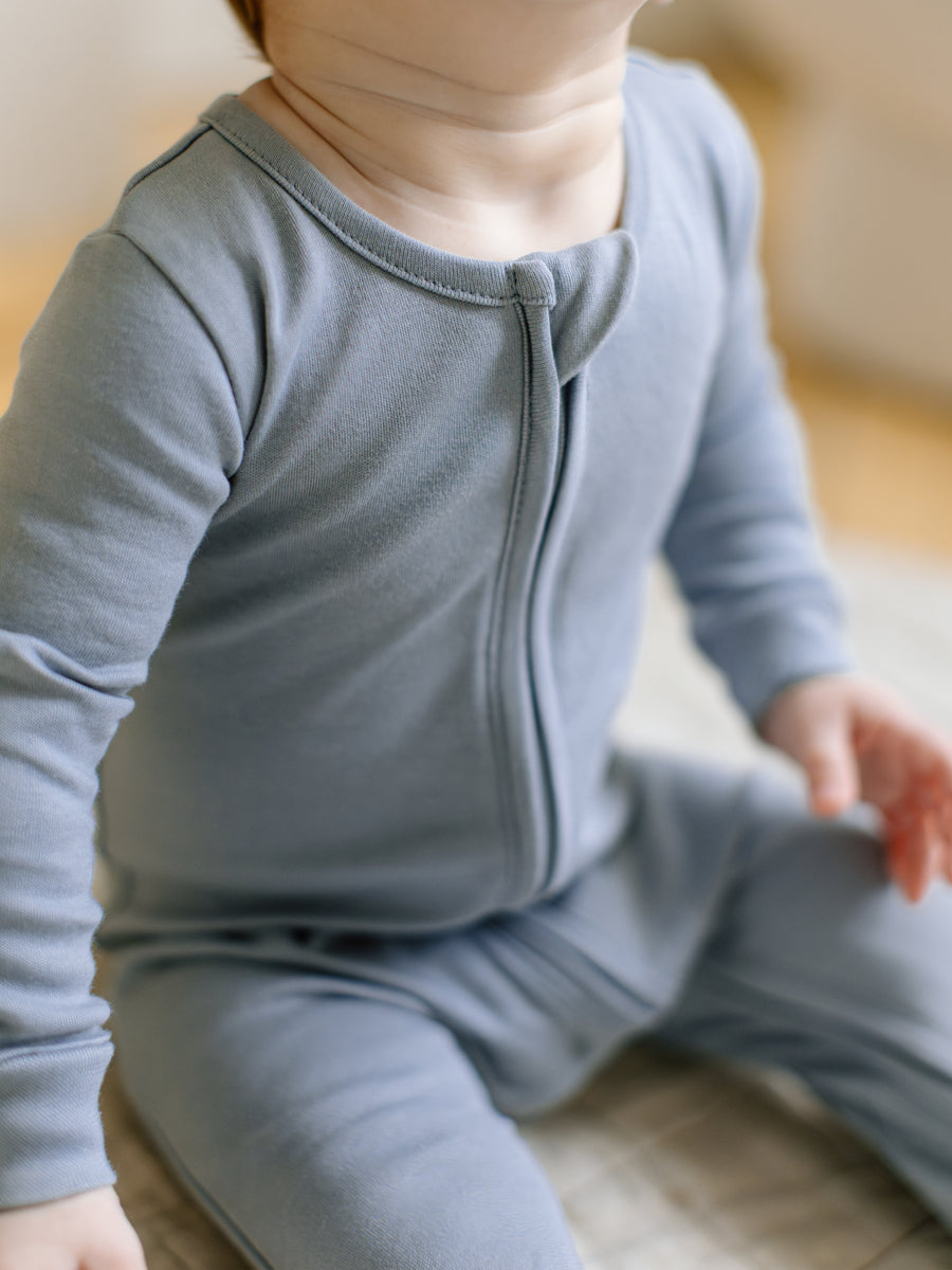 Classic Peyton Zipper Sleeper Baby : One Pieces : Sleepers : Long Sleeves KENDI by Colored Organics Organic Peyton Zipper Footed Sleeper | Colored Organics®