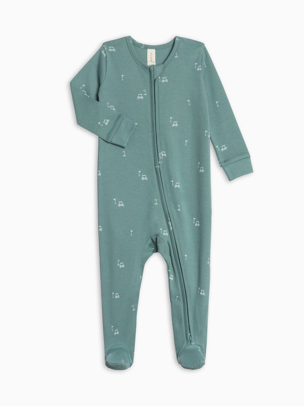Peyton Zipper Sleeper - Fairway / Laguna + Powder Baby : One Pieces : Sleepers : Long Sleeves KENDI by Colored Organics Peyton Zipper Sleeper - Fairway / | Colored Organics®