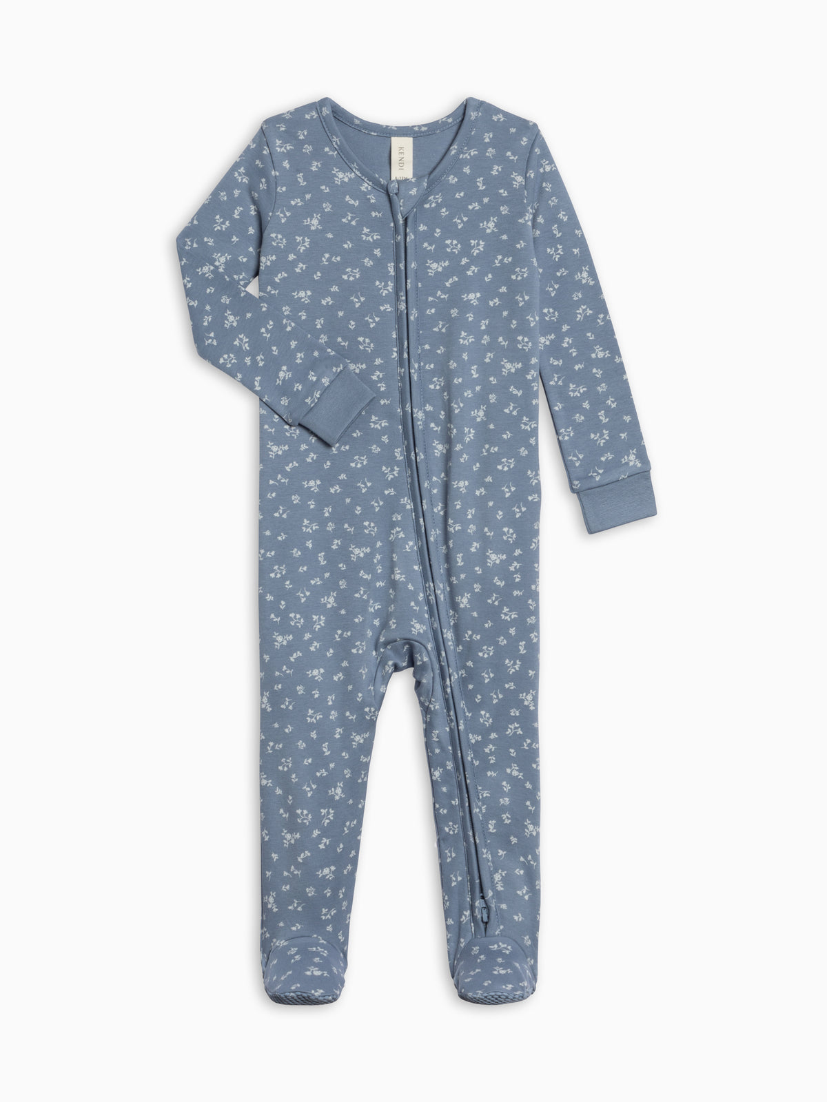 Peyton Zipper Sleeper - Isla Floral / Sea + Ivory Baby : One Pieces : Sleepers : Long Sleeves KENDI by Colored Organics Peyton Zipper Sleeper - Isla Floral / | Colored Organics®