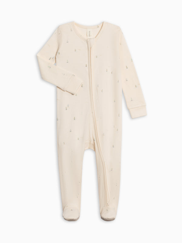 Peyton Zipper Sleeper - Marina / Sea + Dune Baby : One Pieces : Sleepers : Long Sleeves KENDI by Colored Organics Peyton Zipper Sleeper - Marina / Sea + | Colored Organics®