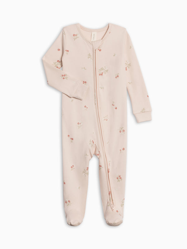 Peyton Zipper Sleeper - Raspberries / Shell + Mint Baby : One Pieces : Sleepers : Long Sleeves Kendi PRE ORDER Peyton Zipper Sleeper | Colored Organics®