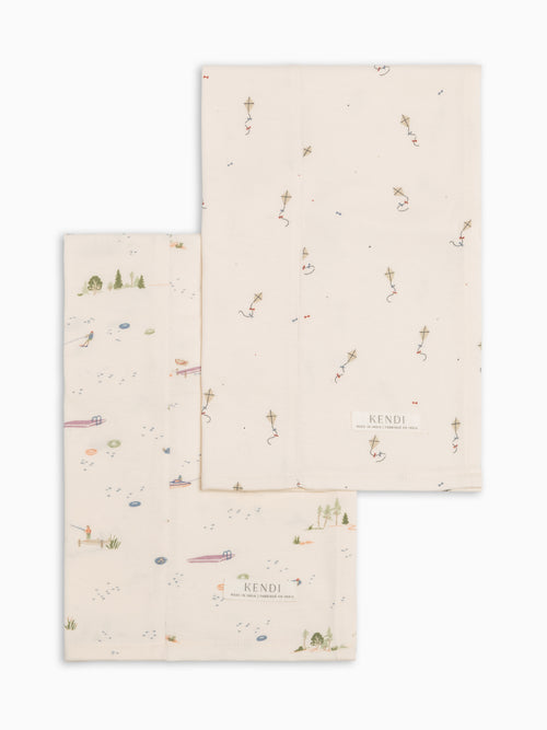 2-Pack Burp Cloths - Kite + Lake Baby : Gear : Burp Cloths : Feeding Kendi PRE ORDER 2-Pack Burp Cloths - Kite + | Colored Organics®