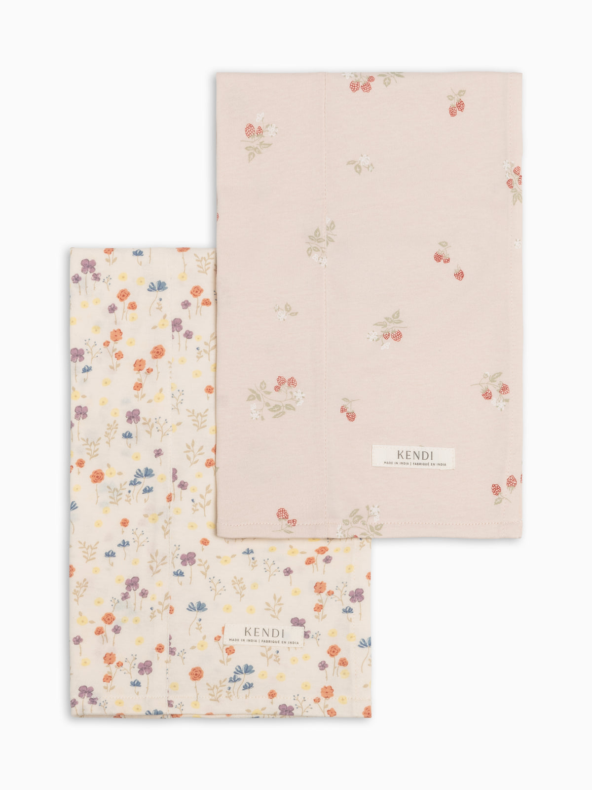 2-Pack Burp Cloths - Margot Floral + Raspberries Sale : Baby : Gear : Burp Cloths : Feeding Kendi PRE ORDER 2-Pack Burp Cloths - Margot | Colored Organics®