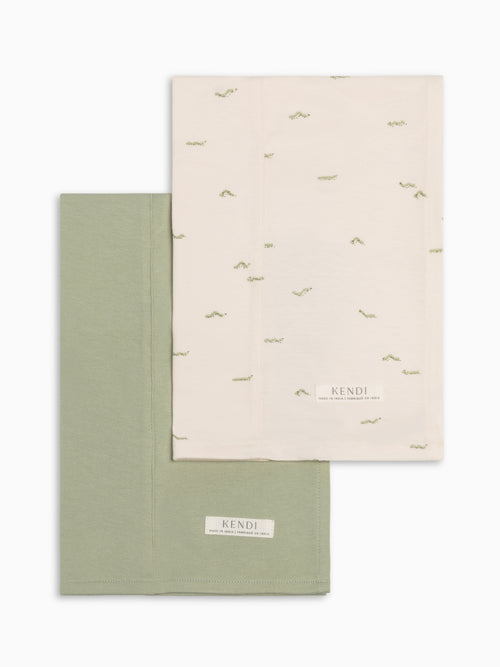 2-Pack Burp Cloths - Mint + Caterpillar Baby : Gear : Burp Cloths : Feeding Kendi 2-Pack Burp Cloths - Mint + Caterpillar | Colored Organics®