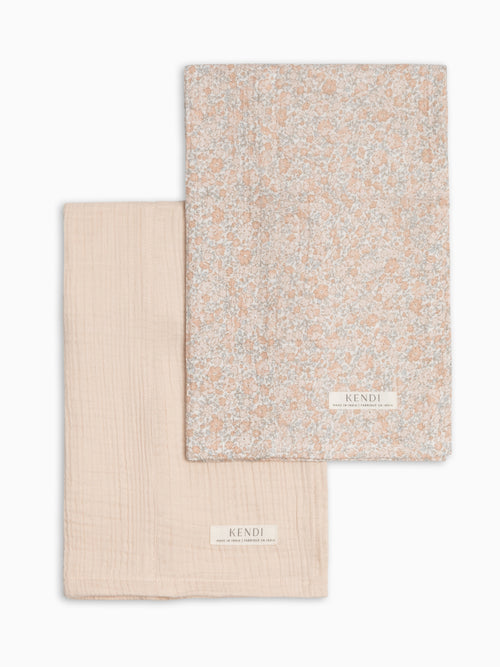 2-Pack Muslin Burp Cloths - Belmont Floral + Shell Baby : Gear : Burp Cloths : Feeding KENDI by Colored Organics 2-Pack Muslin Burp Cloths - Belmont | Colored Organics®
