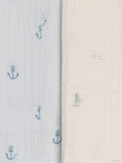 2-Pack Muslin Burp Cloths - Marina + Anchor Baby : Gear : Burp Cloths : Feeding KENDI by Colored Organics 2-Pack Muslin Burp Cloths - Marina + | Colored Organics®