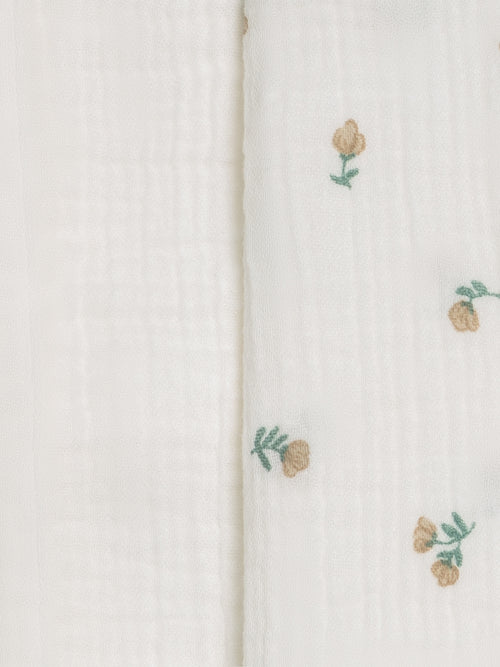 2-Pack Muslin Burp Cloths - Palmer Floral + Coconut Baby : Gear : Burp Cloths : Feeding KENDI by Colored Organics 2-Pack Muslin Burp Cloths - Palmer | Colored Organics®
