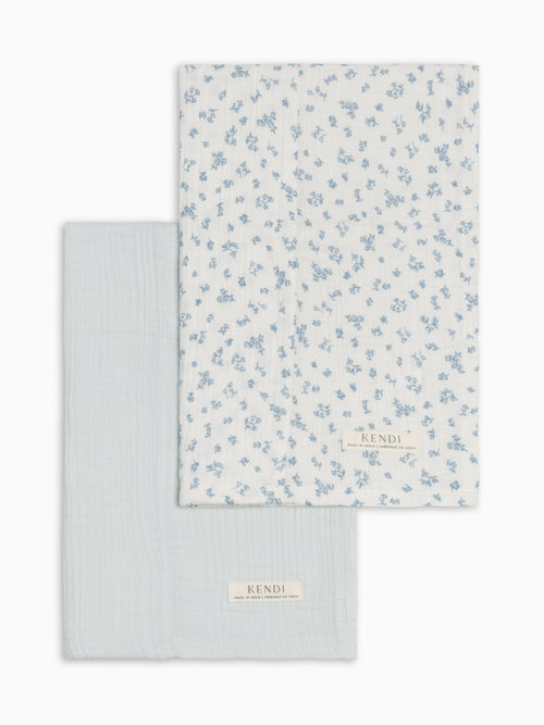 2-Pack Muslin Burp Cloths - Rosebay Floral + Powder Baby : Gear : Burp Cloths : Feeding KENDI by Colored Organics 2-Pack Muslin Burp Cloths - Rosebay | Colored Organics®