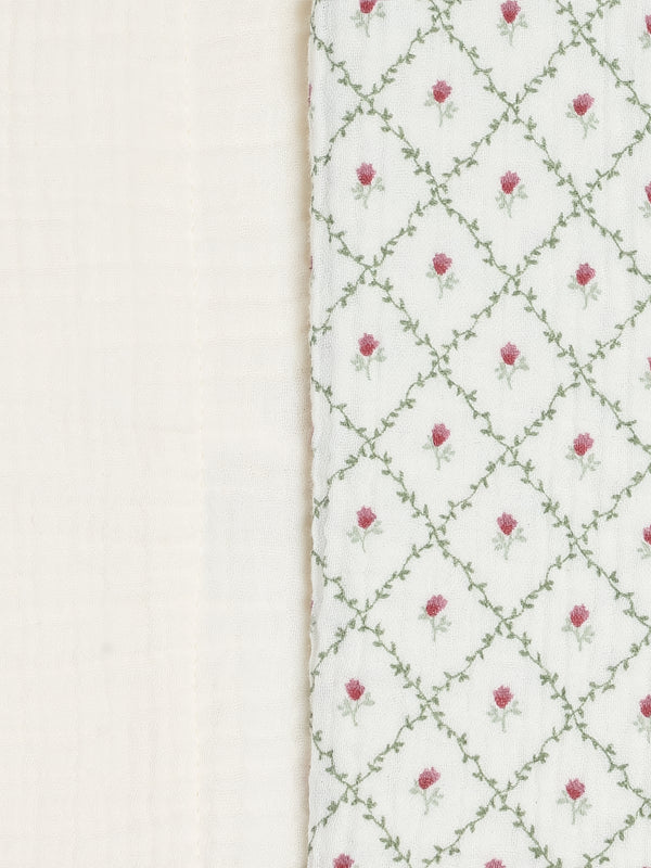 2-Pack Muslin Burp Cloths - Hedge Floral + Ivory Baby : Gear : Burp Cloths : Feeding KENDI by Colored Organics 2-Pack Muslin Burp Cloths | Colored Organics®