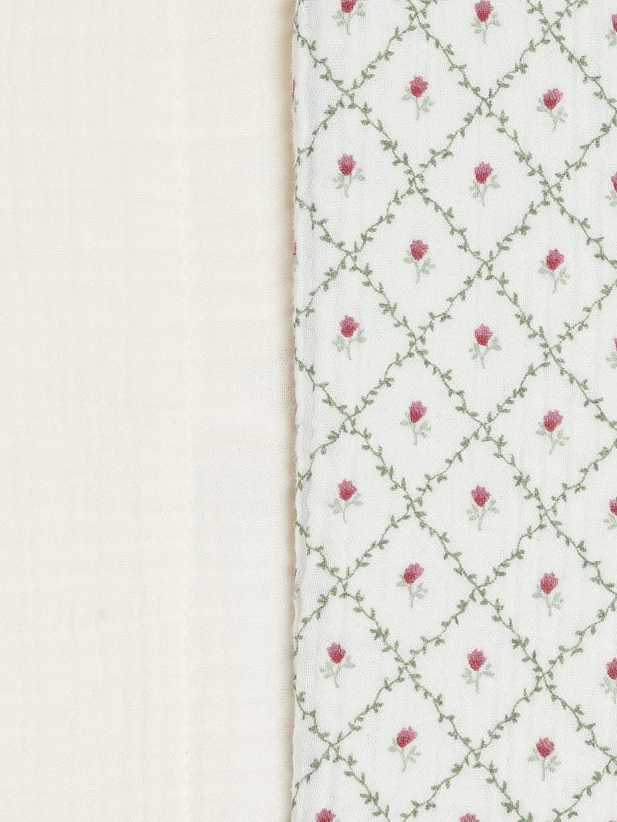 2-Pack Muslin Burp Cloths - Hedge Floral + Ivory Baby : Gear : Burp Cloths : Feeding KENDI by Colored Organics 2-Pack Muslin Burp Cloths | Colored Organics®