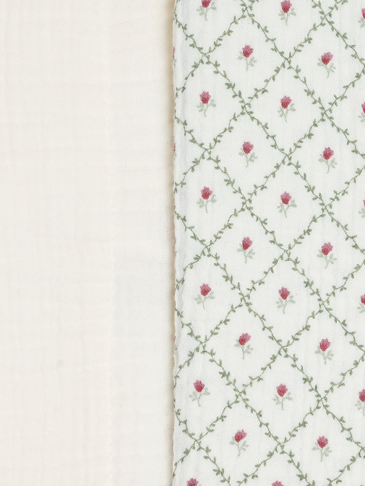 2-Pack Muslin Burp Cloths - Hedge Floral + Ivory Baby : Gear : Burp Cloths : Feeding KENDI by Colored Organics 2-Pack Muslin Burp Cloths | Colored Organics®