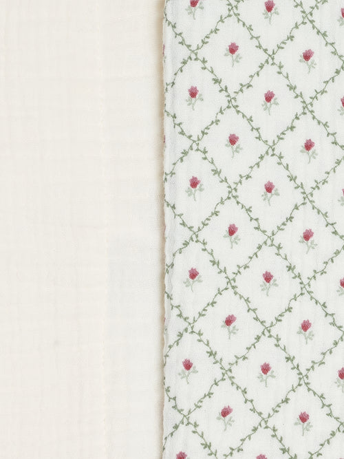 2-Pack Muslin Burp Cloths - Hedge Floral + Ivory Baby : Gear : Burp Cloths : Feeding KENDI by Colored Organics 2-Pack Muslin Burp Cloths | Colored Organics®