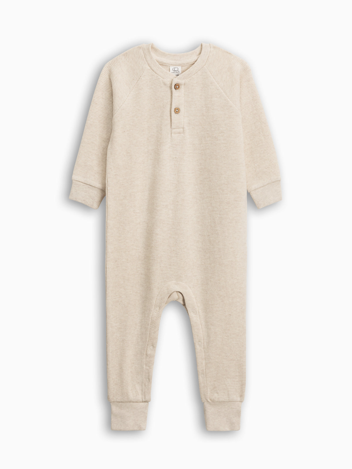 Crosby Waffle Knit Henley Romper Sale : Baby : One Pieces : Rompers : Long Sleeves KENDI by Colored Organics Baby Crosby Waffle Knit Henley Romper | Colored Organics®