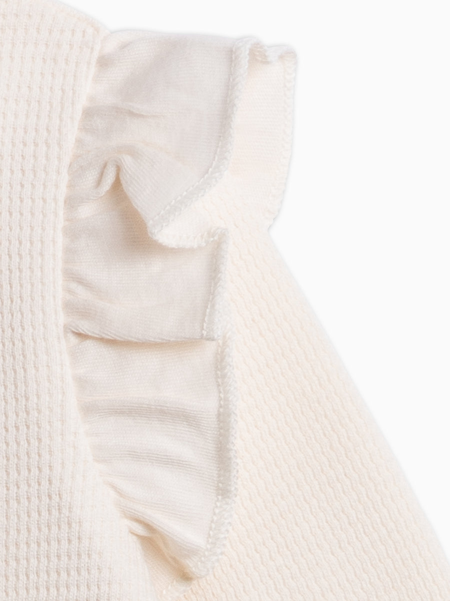 Mila Waffle Knit Flutter Sleeve Romper - Ivory