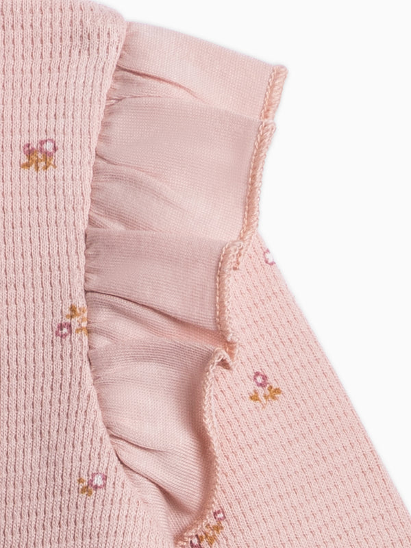 Mila Waffle Knit Flutter Sleeve Romper - Tilda Floral Baby : One Pieces : Rompers : Long Sleeves KENDI by Colored Organics Mila Waffle Knit Flutter Sleeve Romper | Colored Organics®