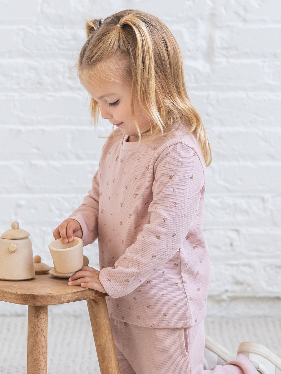 Mesa Waffle Knit Long Sleeve Top - Tilda Floral Baby-Kids : Tops : Shirts : Long Sleeves KENDI by Colored Organics Baby + Kids Mesa Waffle Knit Long | Colored Organics®