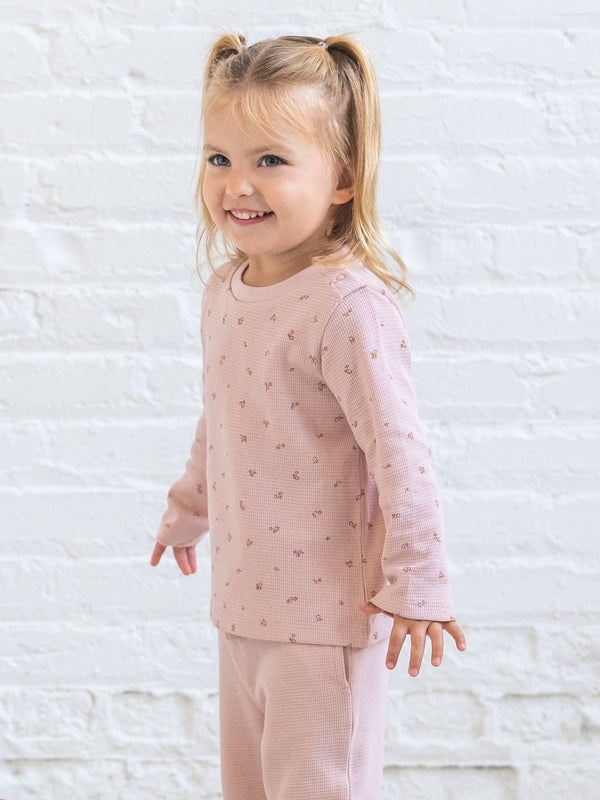 Mesa Waffle Knit Long Sleeve Top - Tilda Floral Baby-Kids : Tops : Shirts : Long Sleeves KENDI by Colored Organics Baby + Kids Mesa Waffle Knit Long | Colored Organics®
