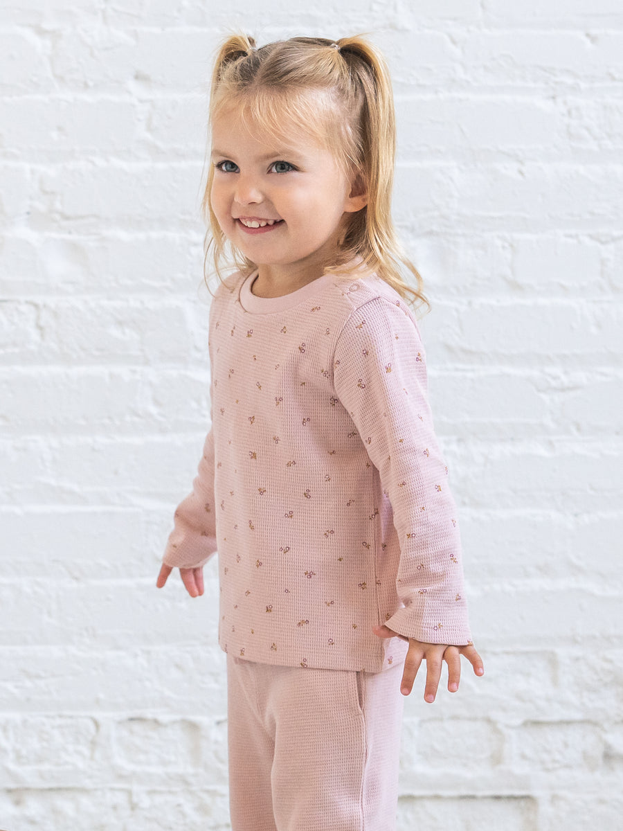 Mesa Waffle Knit Long Sleeve Top - Tilda Floral Baby-Kids : Tops : Shirts : Long Sleeves KENDI by Colored Organics Baby + Kids Mesa Waffle Knit Long | Colored Organics®