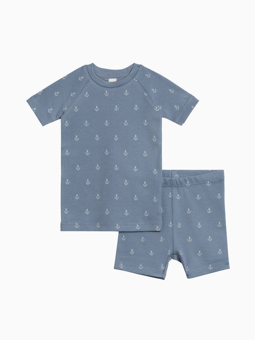 2-Piece Short Sleeve Jammie Set - Anchor / Sea + Powder Baby : Kids : Jammies : Short Sleeves KENDI by Colored Organics 2-Piece Short Sleeve Jammie Set | Colored Organics®