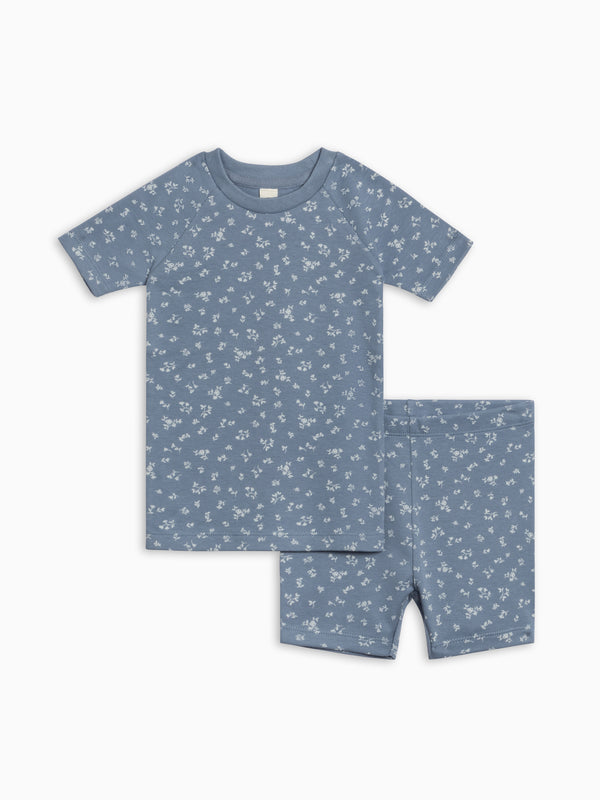 2-Piece Short Sleeve Jammie Set - Isla Floral / Sea + Ivory Baby : Kids : Jammies : Short Sleeves KENDI by Colored Organics 2-Piece Short Sleeve Jammie Set - Isla | Colored Organics®