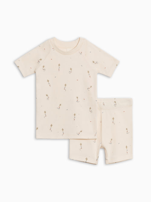 2-Piece Short Sleeve Jammie Set - Kite / Dune + Barn Baby-Kids : Jammie : Short Sleeves Kendi PRE ORDER 2-Piece Short Sleeve Jammie | Colored Organics®