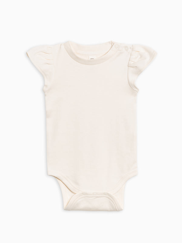 Pearl Petal Sleeve Bodysuit - Ivory Baby : One Pieces : Bodysuits : Short Sleeves Kendi Baby Pearl Petal Sleeve Bodysuit - Ivory | Colored Organics®
