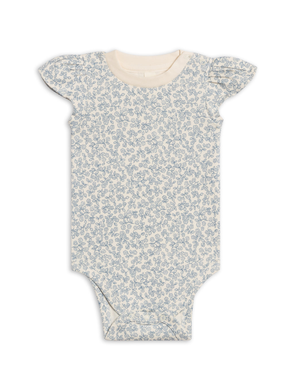 Pearl Petal Sleeve Bodysuit - Narelle Floral / Ivory + Sea Baby : One Pieces : Bodysuits : Short Sleeves KENDI by Colored Organics Pearl Petal Sleeve Bodysuit - Narelle | Colored Organics®